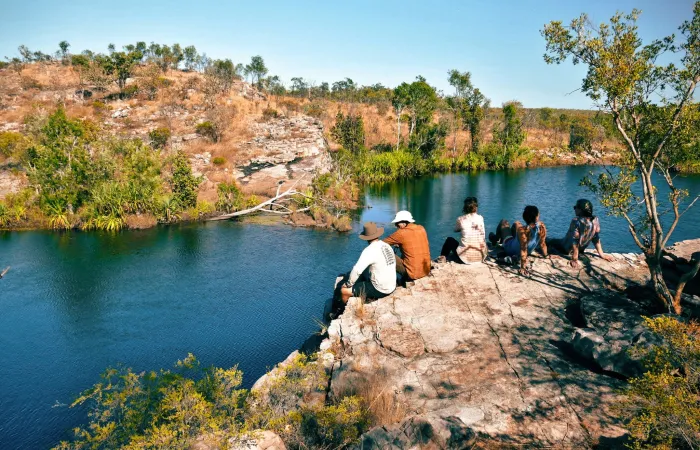 Group relaxing at Sweetwater Pool - Jatbula Walk